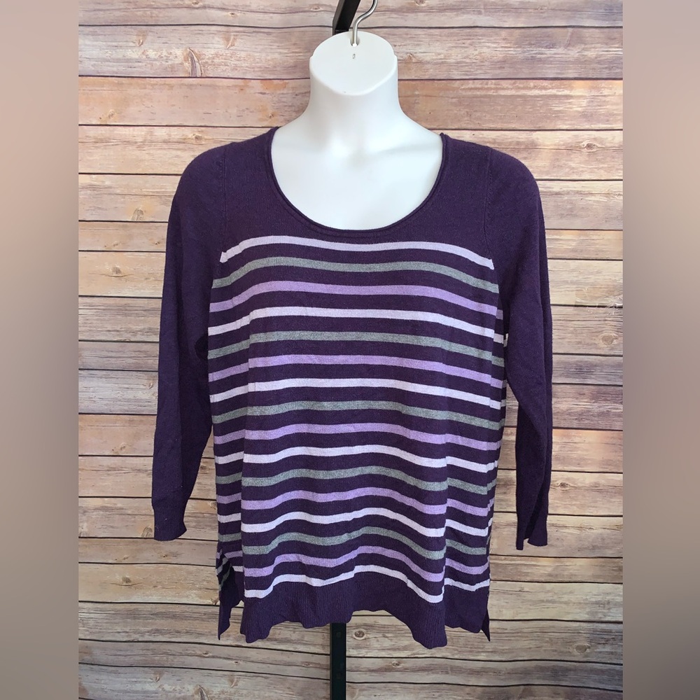 Lane Bryant Purple Striped Sweater - Size 18/20